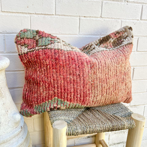 Coral and Beige Vintage Berber Pillow