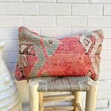 Coral and Aqua Vintage Berber Pillow