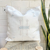 White with Stone and Blue Cactus Silk Cushion