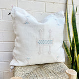 White with Stone and Blue Cactus Silk Cushion