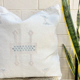 White with Stone and Blue Cactus Silk Cushion