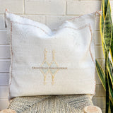 Oat White with Blue and Yellow Cactus Silk Cushion