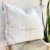 Oat White with Blue and Yellow Cactus Silk Cushion