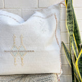 Oat White with Blue and Yellow Cactus Silk Cushion