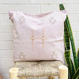 Pale Pink with Gold and Taupe Cactus Silk Cushion