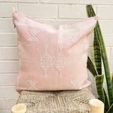 Pink with White Cactus Silk Cushion