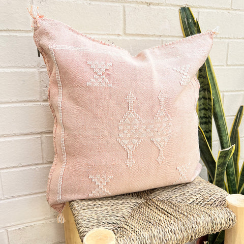 Pink with White Cactus Silk Cushion