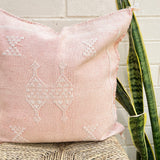 Pink with White Cactus Silk Cushion