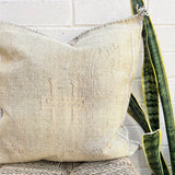 Natural Beige with Gold Cactus Silk Cushion