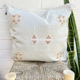 Stone with White and Rust Cactus Silk Cushion