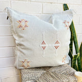 Stone with White and Rust Cactus Silk Cushion