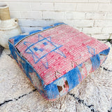 CLEARANCE - Pink and Periwinkle Moroccan Floor Cushion