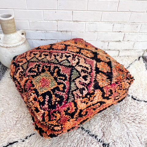 Orange and Black Moroccan Floor Cushion