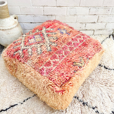 Peach and Pink Moroccan Floor Cushion