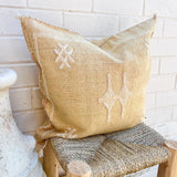 Faded Golden Sand with White Cactus Silk Cushion