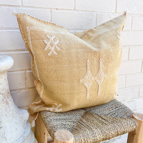 Faded Golden Sand with White Cactus Silk Cushion