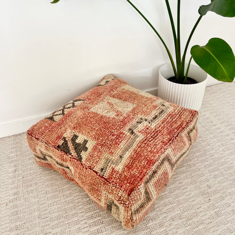 Rusty Pink and Cream Moroccan Floor Cushion