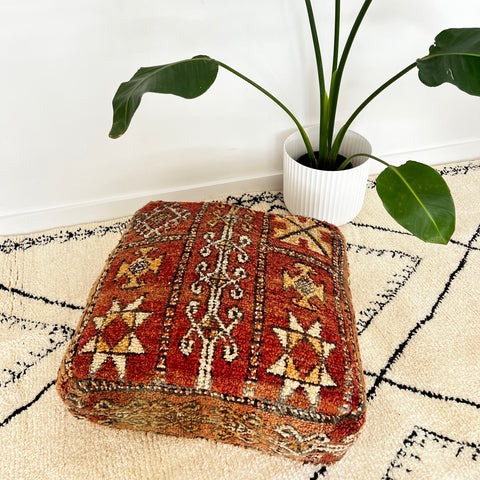 Rusty Red and Cream Moroccan Floor Cushion