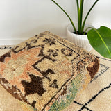 Cream and Brown Moroccan Floor Cushion