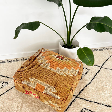 Mustard and Apricot Moroccan Floor Cushion