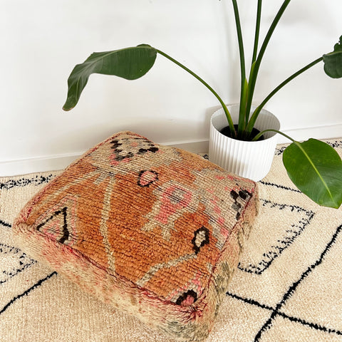 Faded Salmon and Pink Moroccan Floor Cushion