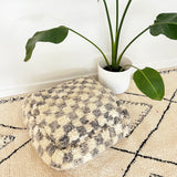 Blue Grey Check Moroccan Floor Cushion