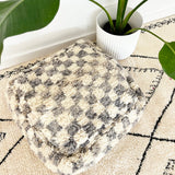 Blue Grey Check Moroccan Floor Cushion