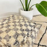Blue Grey Check Moroccan Floor Cushion