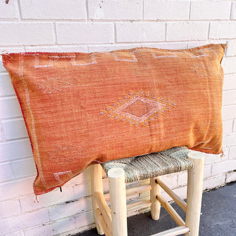 Rust With White and Orange Lounger Cactus Silk Cushion