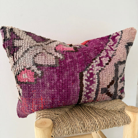 Violet and Charcoal Vintage Berber Pillow