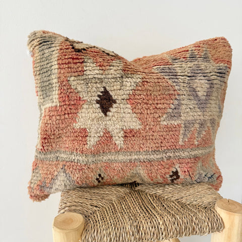 Faded salmon and lilac Vintage Berber Pillow