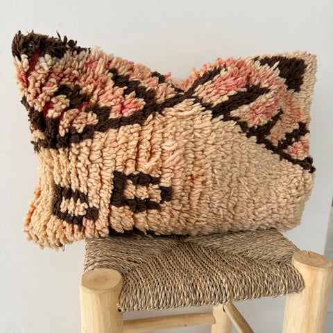 Cream and chocolate Vintage Berber Pillow