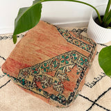 Faded Salmon and Green Moroccan Floor Cushion