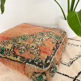 Faded Salmon and Green Moroccan Floor Cushion
