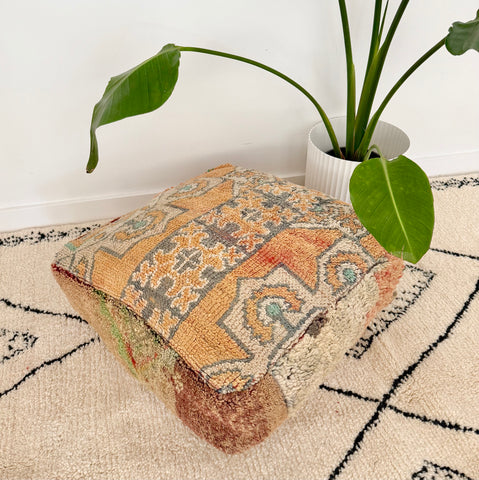 Apricot and Grey Moroccan Floor Cushion