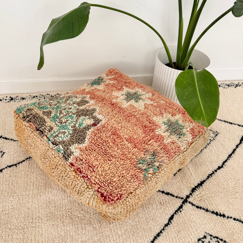 Faded Salmon and Sand Moroccan Floor Cushion