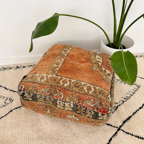Burnt Orange and Tan Moroccan Floor Cushion