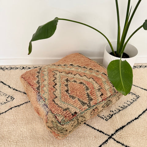 Salmon and Charcoal Moroccan Floor Cushion
