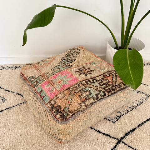 Cream and Aqua Moroccan Floor Cushion