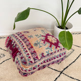 Fuchsia and Cream Moroccan Floor Cushion