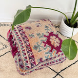 Fuchsia and Cream Moroccan Floor Cushion