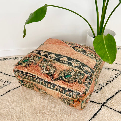 Apricot and Charcoal Moroccan Floor Cushion