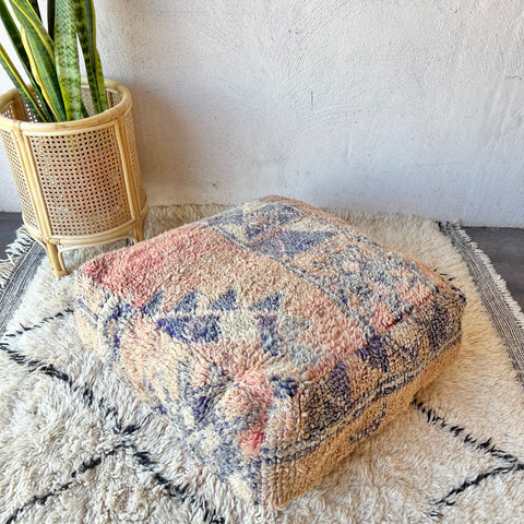 Faded Indigo and Salmon Moroccan Floor Cushion