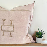 Faded Pink With Tan Cactus Silk Cushion