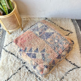 Faded Indigo and Salmon Moroccan Floor Cushion
