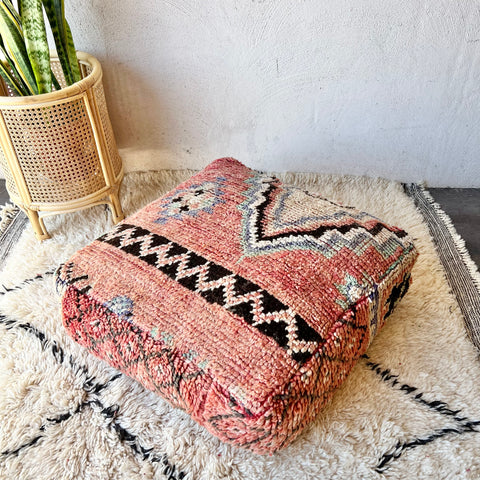 Salmon Pink and Aqua Moroccan Floor Cushion