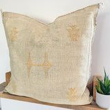 Limestone With White and Yellow Cactus Silk Cushion