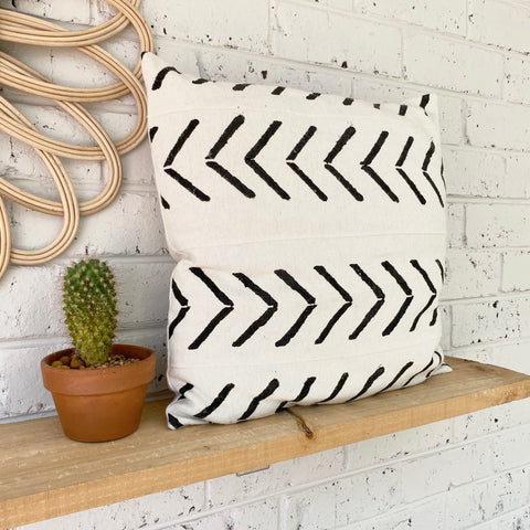 White Arrows Mud Cloth Inspired Cushion Cover