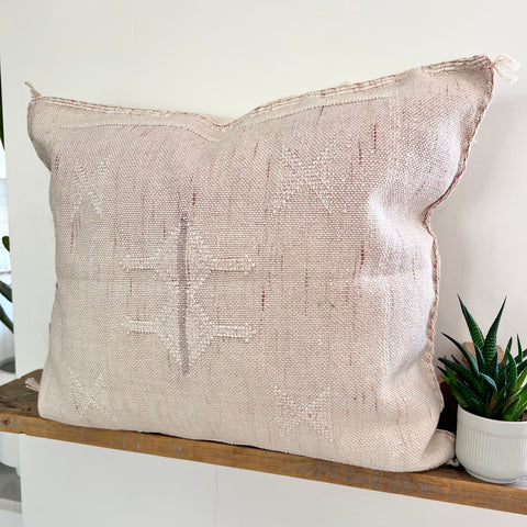 Faded Pink With White Cactus Silk Cushion