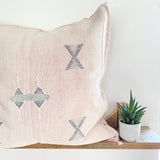 Faded Pink with Blue Cactus Silk Cushion